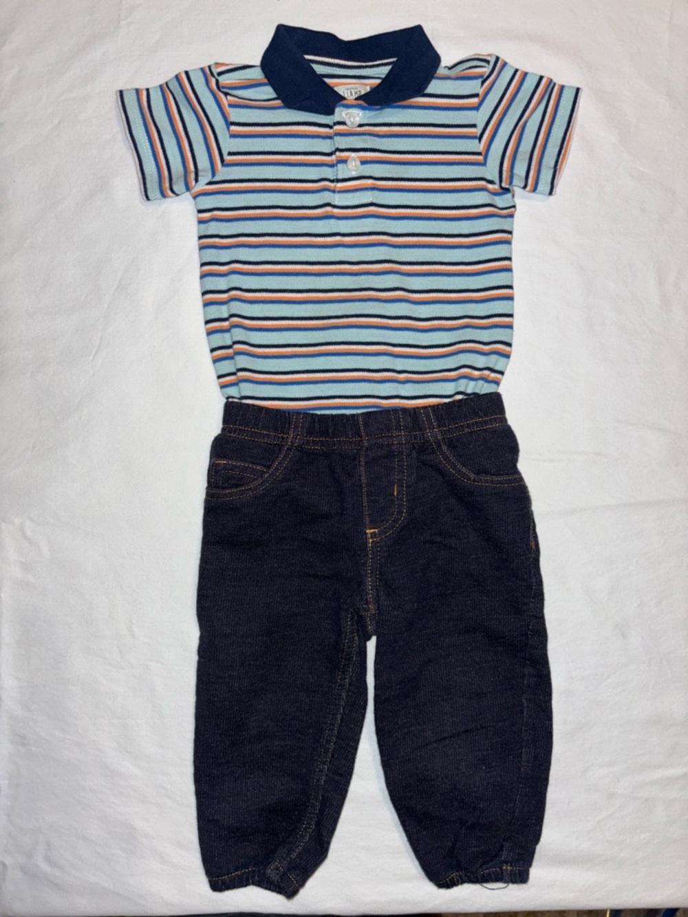 Laughing Llama 9M striped polo outfit